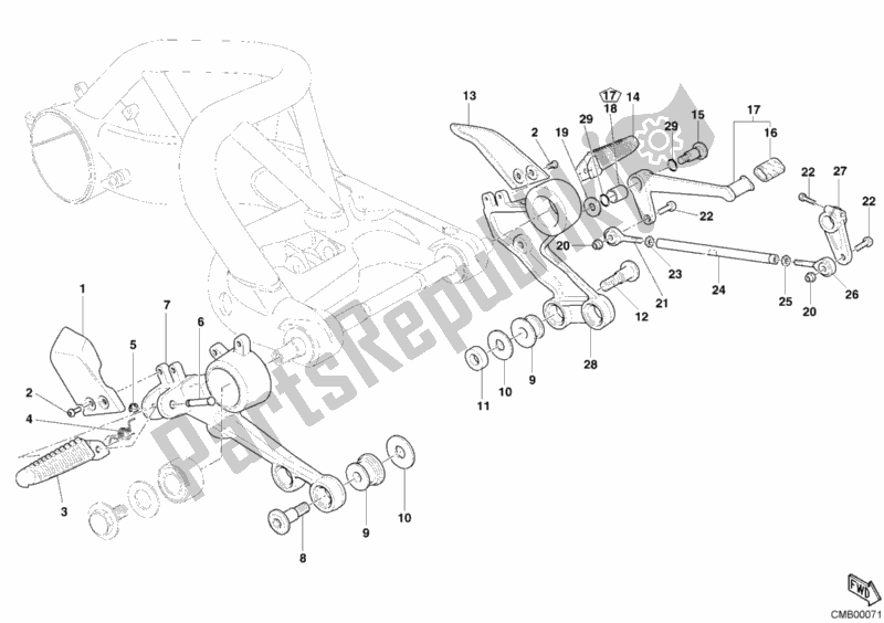 All parts for the Footrest of the Ducati Monster S2R 1000 2006